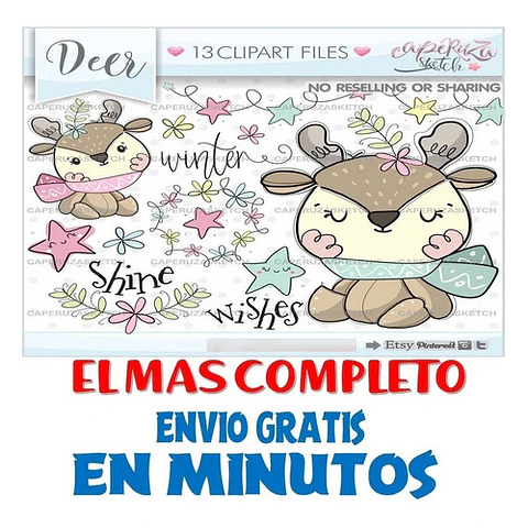 Pack Imágenes Hd Clipart Tierno Invierno Reno Bebe Caperuza