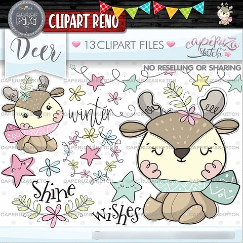 Pack Imágenes Hd Clipart Tierno Invierno Reno Bebe Caperuza