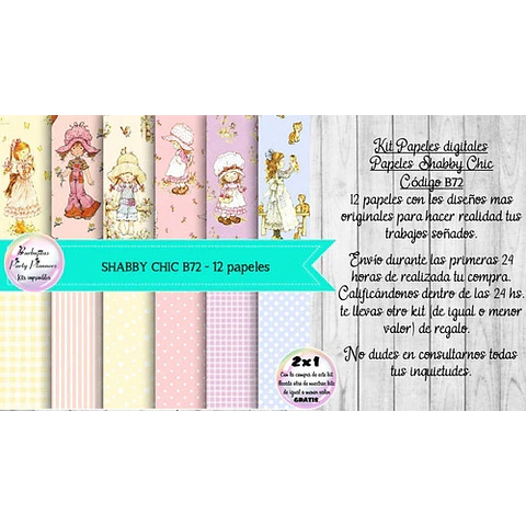 Papeles Digitales Shabby Chic Vintage Sarah Kay B72