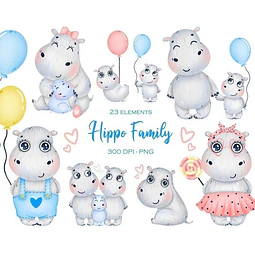 Cliparts Imagenes Png Familia De Hipopotamos Is17