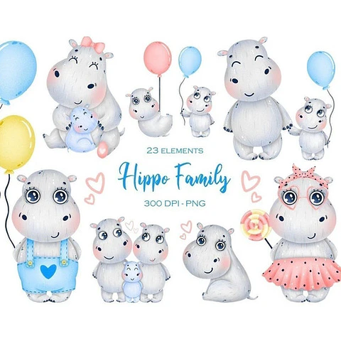 Cliparts Imagenes Png Familia De Hipopotamos Is17