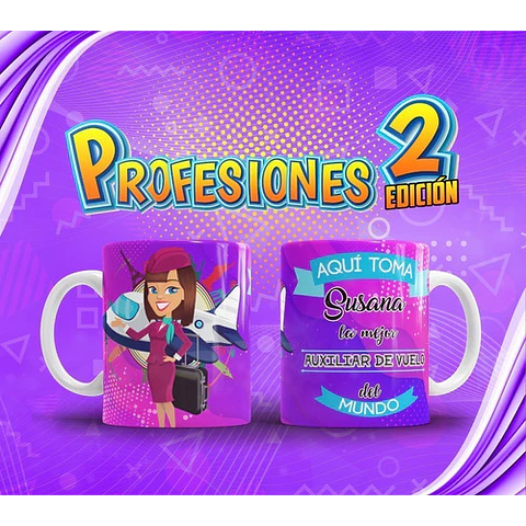 Plantillas Sublimación Tazas - Profesiones Versión 2