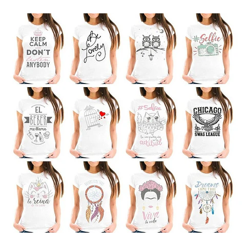 160 Diseños Vectores De Remeras Dama Sublimación Serigrafía 
