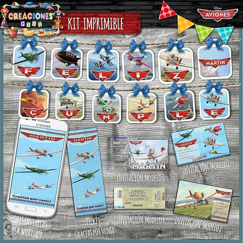 Kit Imprimible Candy Bar Aviones El Mas Completo