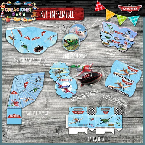 Kit Imprimible Candy Bar Aviones El Mas Completo