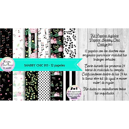 Papeles Digitales Fondos Shabby Chic Rosa Y Negro B13