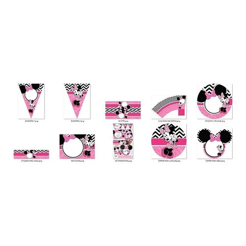 Kit Imprimible Invitaciones Candy Bar Png / Minnie Rosa