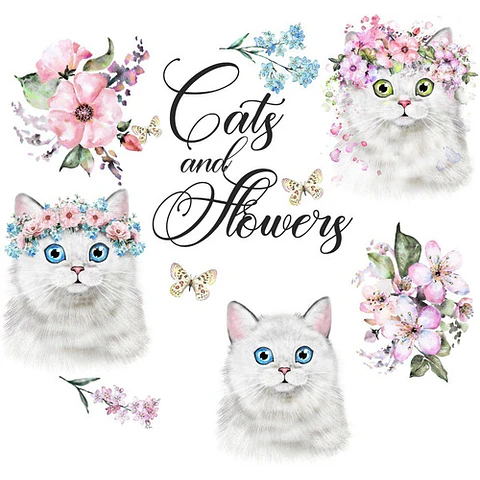 Cliparts Png Papeles Gatos Gatitos Gatas Gatitas Con Flores