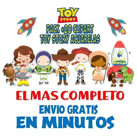 Pack Imágenes Clipart Toy Story Acuarela Woody Buzz + Regalo