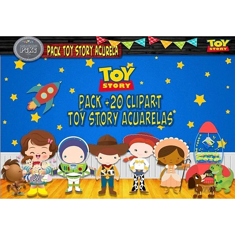 Pack Imágenes Clipart Toy Story Acuarela Woody Buzz + Regalo