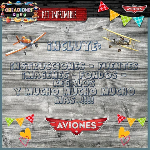 Kit Imprimible Candy Bar Aviones El Mas Completo