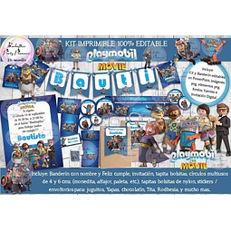 Kit Imprimible Candy Bar Playmobil La Pelicula 100% Editable
