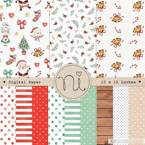 Cliparts Y Papeles Digitales Navidad Papa Noel Acuarela Ni4