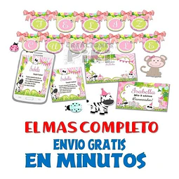 Kit Imprimible Candy Bar Animales Jungla Selva Nenas Full