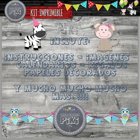 Kit Imprimible Candy Bar Animales Jungla Selva Nenas Full
