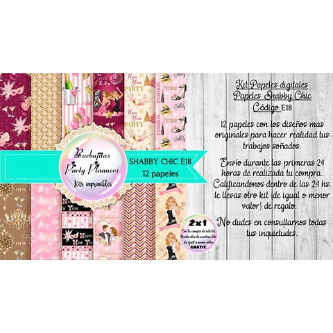 Papeles Digitales Fondos Shabby Rosa Fucsia E18