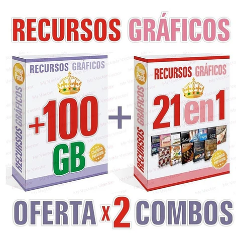 Oferta 2 Mega Combos De Recursos Gráficos Para Diseñadores 