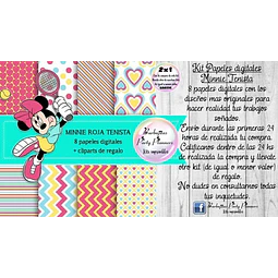 Papeles Fondos Digitales Minnie Tenista Kit Imprimible