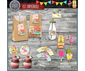 Kit Imprimible Candy Bar Flamencos Anana Tropical Hawaiana 