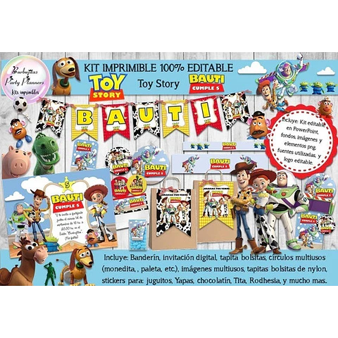 Kit Imprimible Candy Bar Toy Story 1, 2 & 3 - 100% Editable