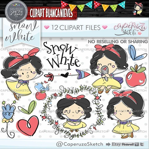 Pack Imágenes Hd Clipart Cuento Blanca Nieves Caperuza