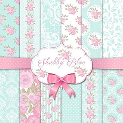 Kit Imprimible Shabby Blue 12 Fondos