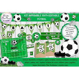 Kit Imprimible Candy Bar Futbol 100% Editable