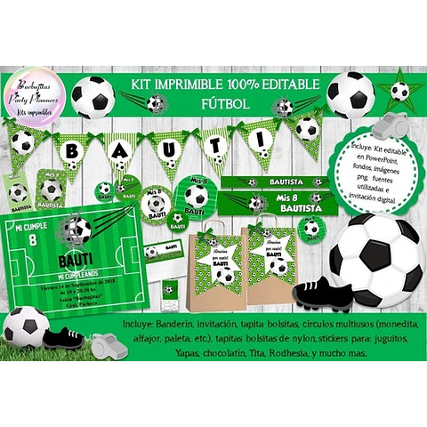 Kit Imprimible Candy Bar Futbol 100% Editable