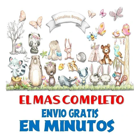 Pack Imágenes Clipart Animales Animalitos Bosque Acuarela