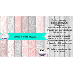 Papeles Digitales Shabby Chic Vintage Rosa Y Gris B48