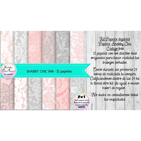 Papeles Digitales Shabby Chic Vintage Rosa Y Gris B48