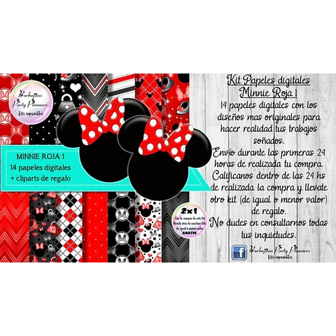 Papeles Fondos Digitales Minnie Roja 1 Kit Imprimible