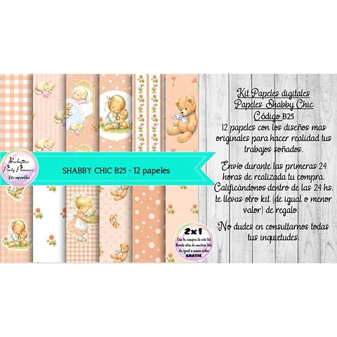 Papeles Digitales Shabby Chic Bebe Baby B25