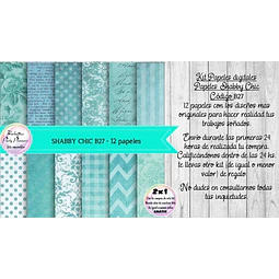 Papeles Digitales Shabby Chic Vintage Celeste B27