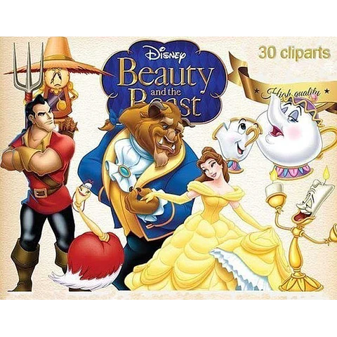 Kit Imprimible La Bella Y La Bestia 4 - 30 Clipart