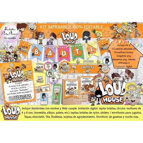 Kit Imprimible Candy Bar The Loud House 100% Editable
