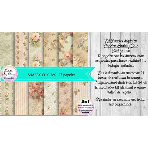 Papeles Digitales Shabby Chic Vintage Rosas Champagne B50