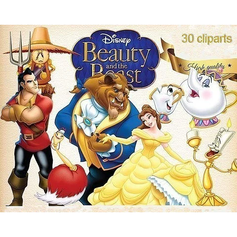 Kit Imprimible La Bella Y La Bestia 4 - 30 Clipart