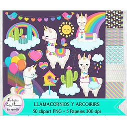 Cliparts Y Papeles Llamas Unicornios Y Arco Iris