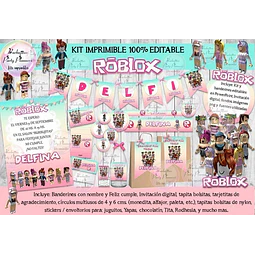 Kit Imprimible Roblox Niña Pastel 100% Editable