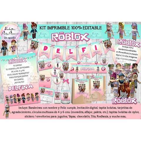 Kit Imprimible Roblox Niña Pastel 100% Editable