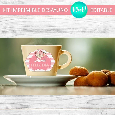 Kit Imprimible Desayuno Merienda Día De La Madre Editable