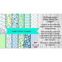 Papeles Digitales Shabby Chic Celeste Y Verde B9