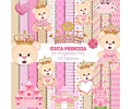 Kit Osita Princesa Corona Cliparts Png + Papeles Fondos