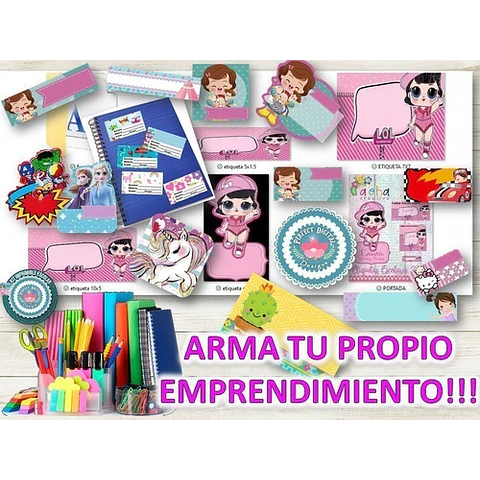 Kit Imprimible Etiquetas Escolares Full 800 Kits Editables!