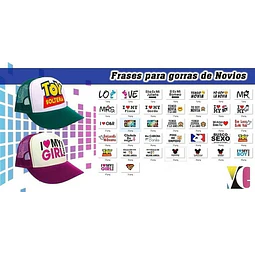 Plantillas Sublimación Gorras - Frases Pareja Día Del Amor