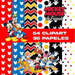 Kit Digital Mickey Y Sus Amigos Clipart Png + Papel Digital
