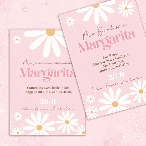 Kit Imprimible Margaritas Rosadas Editable en Pdf