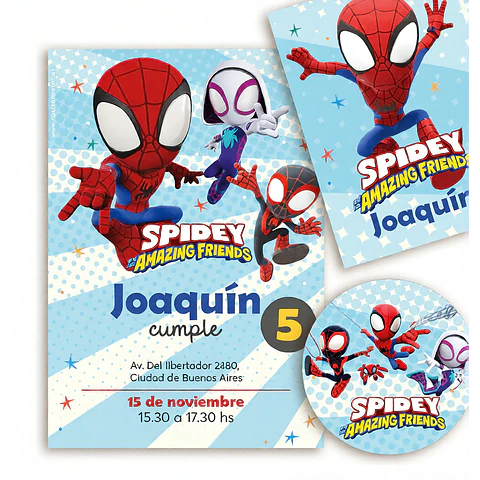 Kit Imprimible Spidey Y Sus Amigos, Hombre Araña, Cumple