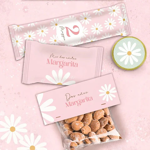 Kit Imprimible Margaritas Rosadas Editable en Pdf